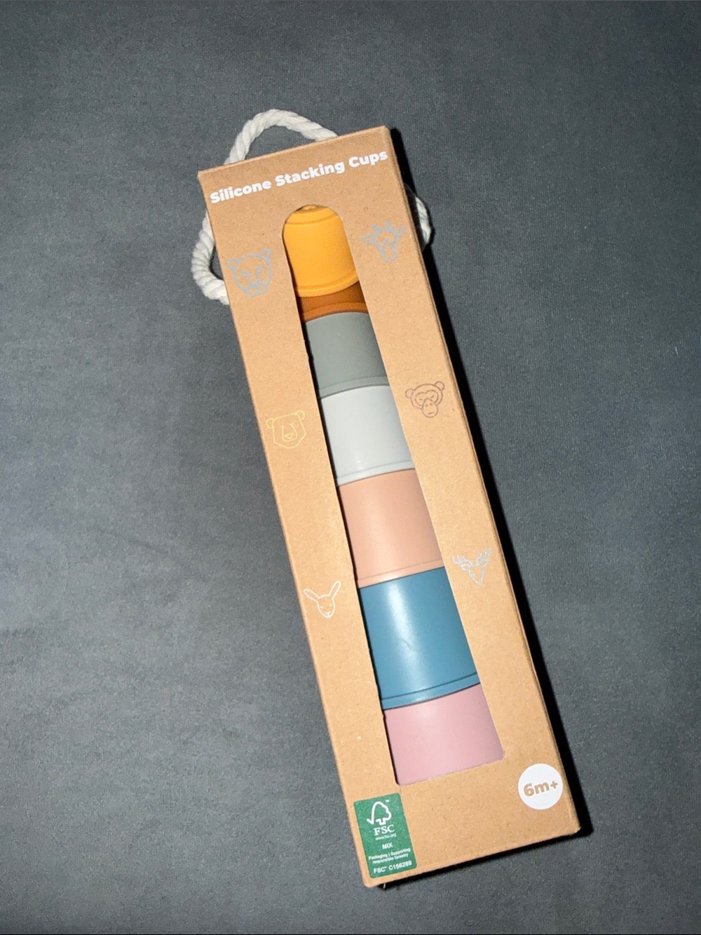 Silicone Stacking Cups - Pastel Multi NEW Animal 7 Stacking Cups